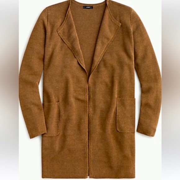 🧥JCREW NEW! Juliette Linen Collarless Cardigan Coat Duster in Pecan Brwn SzXS - Picture 10 of 12